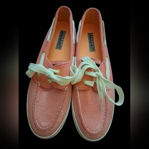 Sperry Top Sider Women's Size 9M Bahama Jersey Coral Sequin Boat Shoes Doc